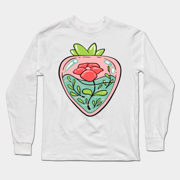 Pastel glass kawaii strawberry Long Sleeve T-Shirt by Coffee Shelf